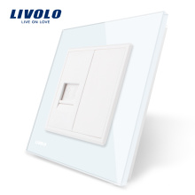 Wholesale/Retail CrystalLivolo Glass Panel 1 Gang TEL Socket / Outlet VL-C791T-11 Without Plug adapter